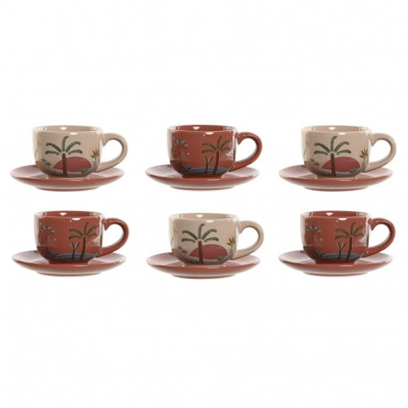 Piece Coffee Cup Set Home ESPRIT Yellow Beige Terracotta Lilac Metal Dolomite 180 ml