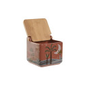 Salt Shaker with Lid Home ESPRIT Beige Pink Terracotta Lilac Bamboo 750 ml 14 x 12,5 x 12 cm (2 Unit
