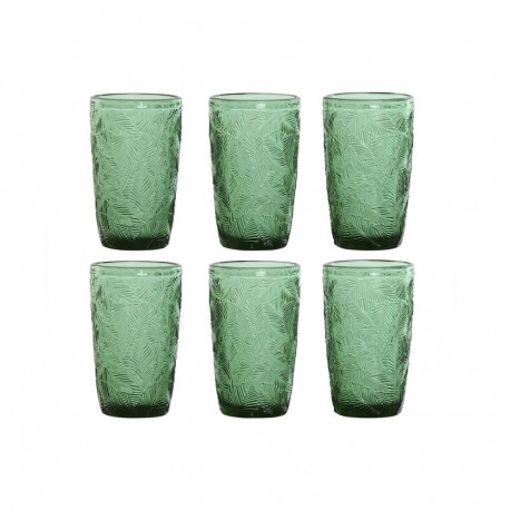 Glāžu komplekts Home ESPRIT Zaļš Stikls Ar reljefu 370 ml (6 gb.)