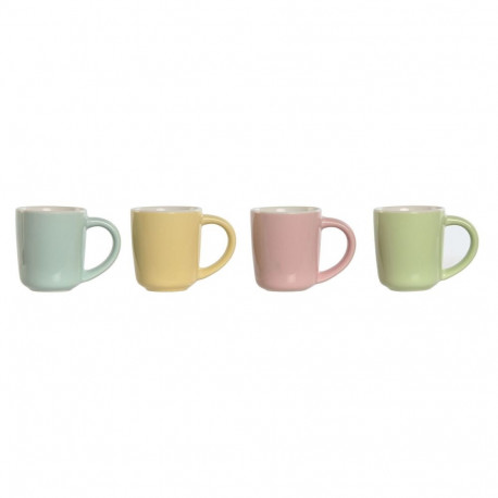 Set Šalica za Kavu Home ESPRIT Kollane Sinine Roheline Roosa Portselan 90 ml 4 Tükid, osad