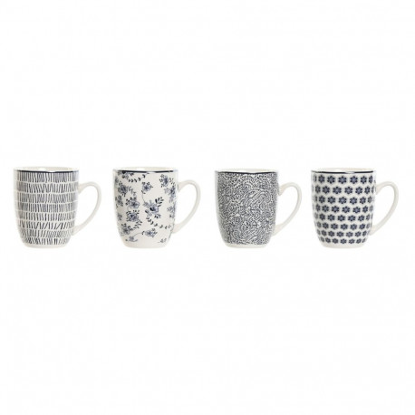 4 Piece Mug Set Home ESPRIT Blue White Porcelain 340 ml