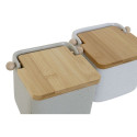 Salt Shaker with Lid Home ESPRIT White Beige Natural Bamboo Dolomite 15 x 12 x 11 cm (2 Units)