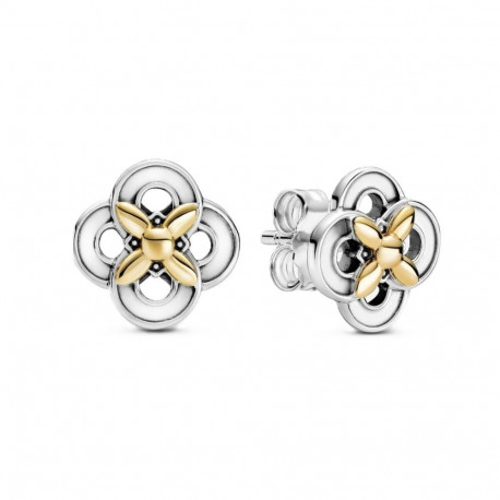 Naiste Kõrvarõngad Pandora TWO-TONE FLOWER Sterlinghõbe 925