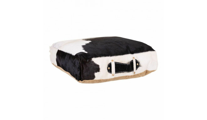 Cushion Alexandra House Living White Black Leather 10 x 48 x 48 cm