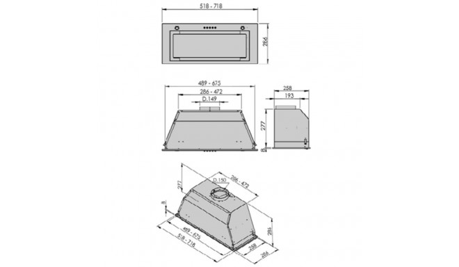 Built-in hood Allenzi CH 60 Black