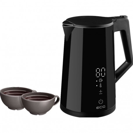 Electric, stainless steel kettle ECG RK 1893, with temperature control, black, 1.7 l