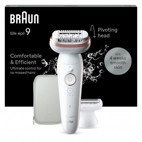 Braun SES9-030 Silk epil 9 maksimaalne tööaeg 50 min kaks võimsustaset märg ja kuiv valge/roosa