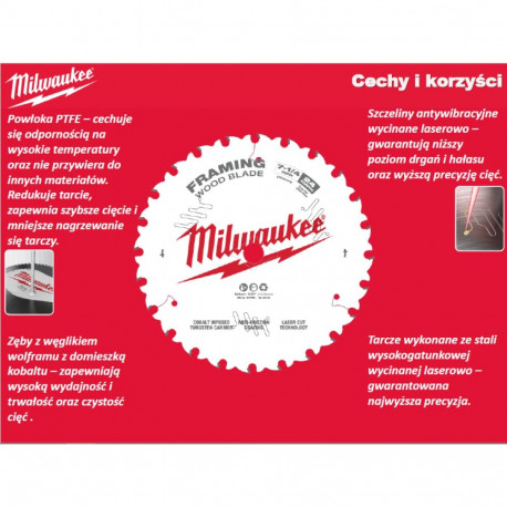 MILWAUKEE CIRCULAR SAW 190x30x1.6x24z WOOD - FAST CUTTING CSB P W >>> 4932498976