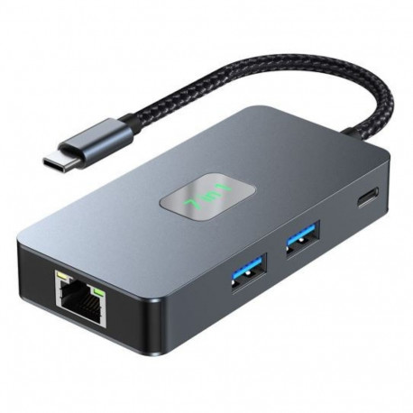 USB-C (7-ühes) adapter-jaotur HDMI USB SD/TF RJ45 (2500 Mbps) PD