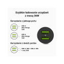 Green Cell GC CADM-GC-36AA - USB-Ladegeraet 36 W 2x USB-A schwarz Flashlight, GPS, Headphones, Mobil