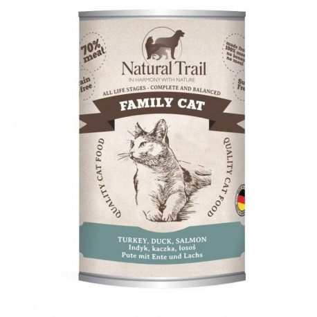 NATURAL TRAIL Family Cat kalkun, part, lõhe - märg kassitoit - 400g