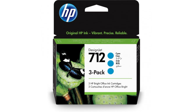 HP 712 3-pack 29-ml tsüaan DesignJet tindikassett