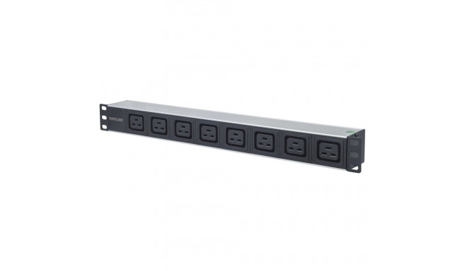 Intellinet 19" 1U Rackmount 8-väljundiga C19 toitejaotusseade (PDU), eemaldatava toitekaabli ja tagu