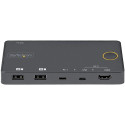 StarTech.com 2 Port Hybrid USB-A + HDMI & USB-C KVM Switch - Single 4K 60Hz HDMI 2.0 Monitor - Compa