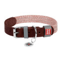 Dog collar made of natural leather and recycled material with QR code Waudog size L, width 25 mm, br