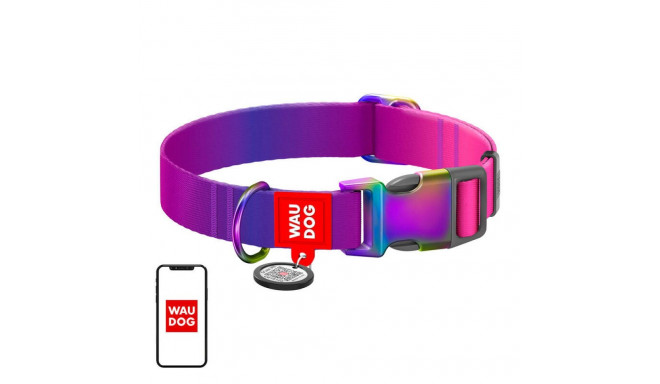 Waudog gradient nylon dog collar with QR code, purple , size M