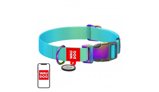 Waudog gradient nylon dog collar with QR code, blue , size M