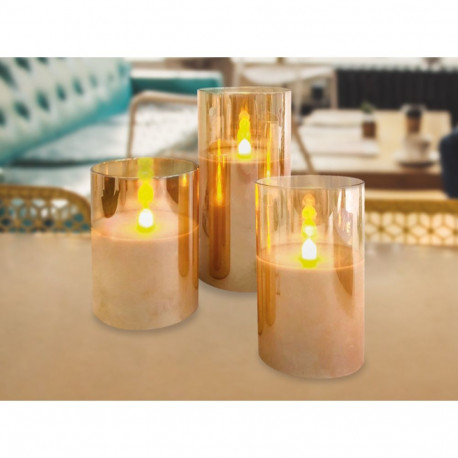 GoodBuy PR Decorative LED candles gilded glass, set of 3 pieces