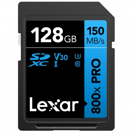 Lexar SDXC 800x Pro UHS-I cards, C10 (V30) U3, R150/W45, 128GB