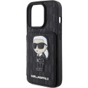 Karl Lagerfeld Saffiano Cardslots and Stand Monogram Ikonik Patch case for iPhone 15 Pro Max - black