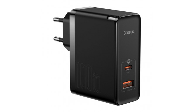 Baseus GaN5 Pro fast universal wall charger GaN USB Type C / USB 100W PD3.0, QC4.0+, AFC black (CCGP