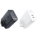 Acefast GaN charger (UK plug) 2x USB Type C 50W, Power Delivery, PPS, Q3 3.0, AFC, FCP black (A32 UK