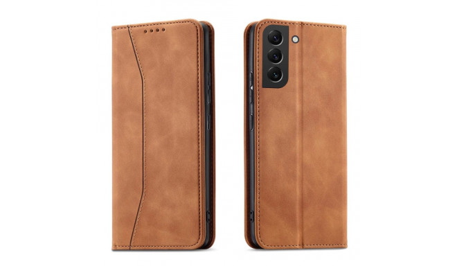 Magnet Fancy Case Case for Samsung Galaxy S22 + (S22 Plus) Pouch Wallet Card Holder Brown