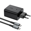 Acefast 2in1 charger GaN 65W USB Type C / USB, adapter HDMI adapter 4K 60Hz (set with cable) black (