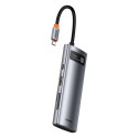 Baseus Metal Gleam Series multifunctional USB HUB 7in1 Type C HDMI TF PD card reader gray (WKWG02011