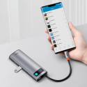 Baseus Metal Gleam Series multifunctional USB HUB 7in1 Type C HDMI TF PD card reader gray (WKWG02011