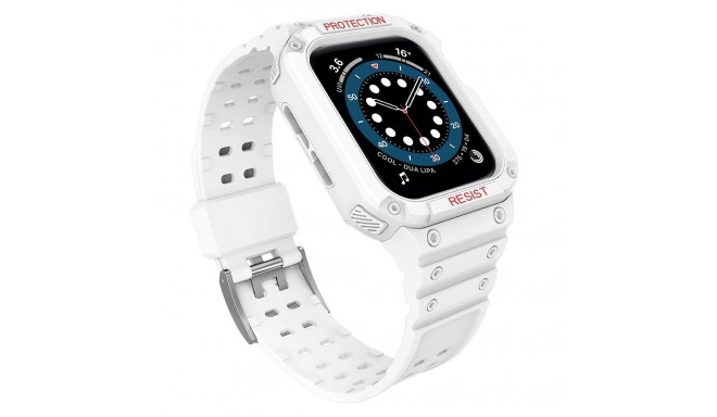 Protect Strap Band Band with Case for Apple Watch 7 / SE (41/40 / 38mm) Case Armored Watch Cover Whi