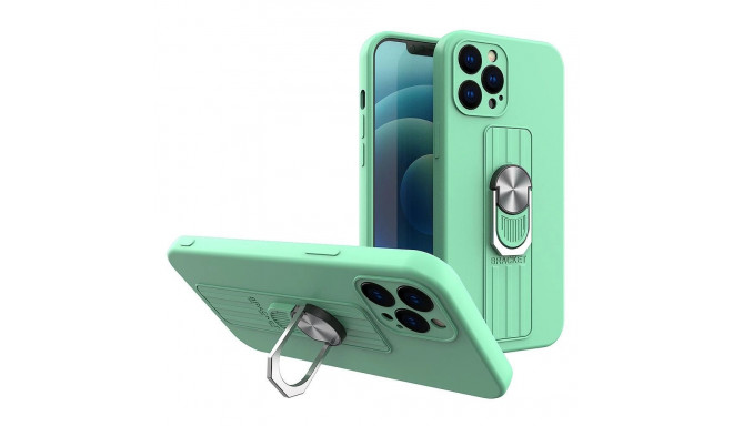Ring Case silicone case with finger grip and stand for Samsung Galaxy A72 4G mint