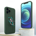 Ring Case silicone case with finger grip and stand for Samsung Galaxy S21 Ultra 5G dark green