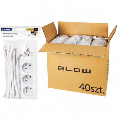 98-512# võrgu pikendusjuhe pr-370p 3-pesaga maandusega 3m valge 3x1,5mm (40 tk.)