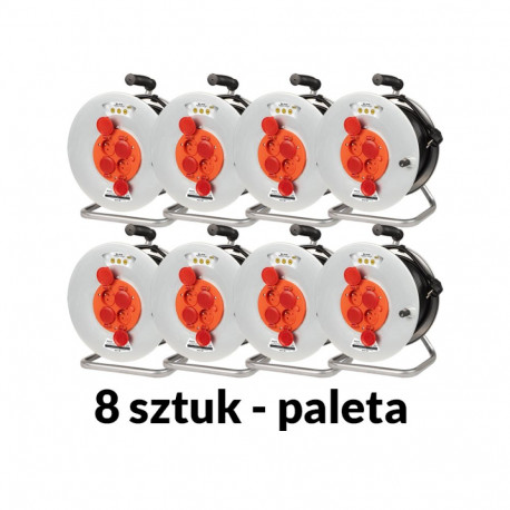 98-097# Przedłużacz sieciowy pr-61 4-gniazda z uziemieniem 50m bęben metalowy (8 tk.)