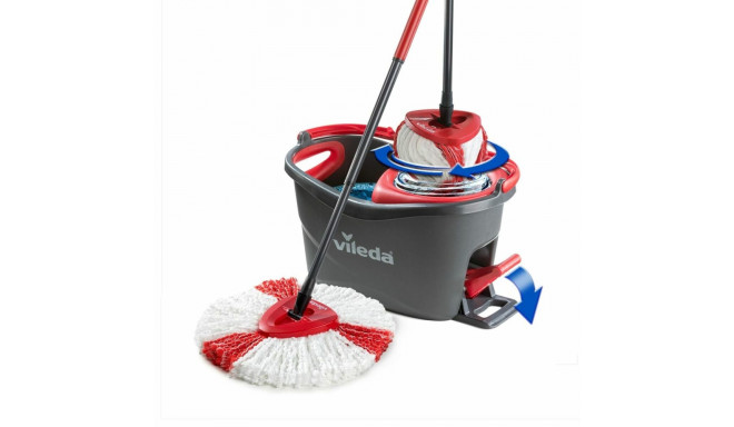 Mop with Bucket Vileda mop en steel Supermocio 3Action Valge Punane Mikrokiud