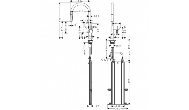 Köögisegisti väljatõmmatava voolikuga Hansgrohe Talis M54 72801800