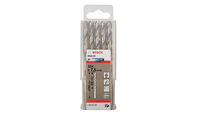 Bosch Metal twist drill HSS-Co, DIN 338,  7.5mm (10 pieces, working length 69mm)