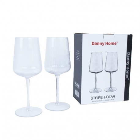 Wine goblets 2pcs STRIPE POLAR H23,7cm 550ml, transparent glass