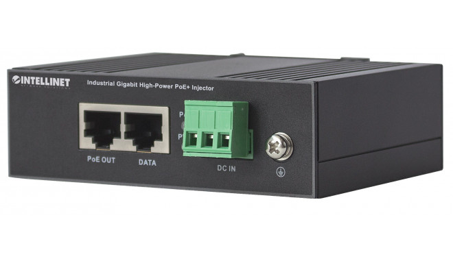 Intellinet Industrial Gigabit High-Power PoE+ Injector, 1 x 30 W Port, IEEE 802.3at/af Power over Et