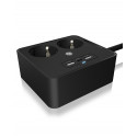 ICY BOX IB-MPS2220B-CH power extension 1.9 m 2 AC outlet(s) Indoor Black