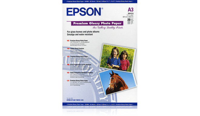 Epson Premium Glossy Photo Paper, DIN A3, 255g/m², 20 Sheets