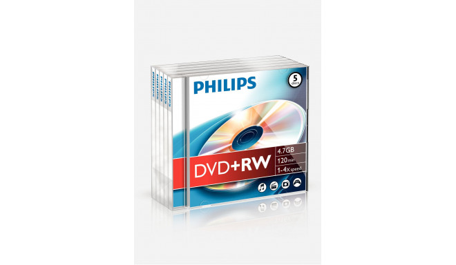 1x5 Philips DVD+RW 4,7GB 4x JC