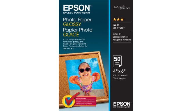 Epson fotopaber 10x15cm Glossy 200g 50 lehte