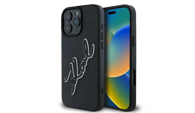 Karl Lagerfeld 3D Rubber Bicolor Signature iPhone 16 Pro Case - Black