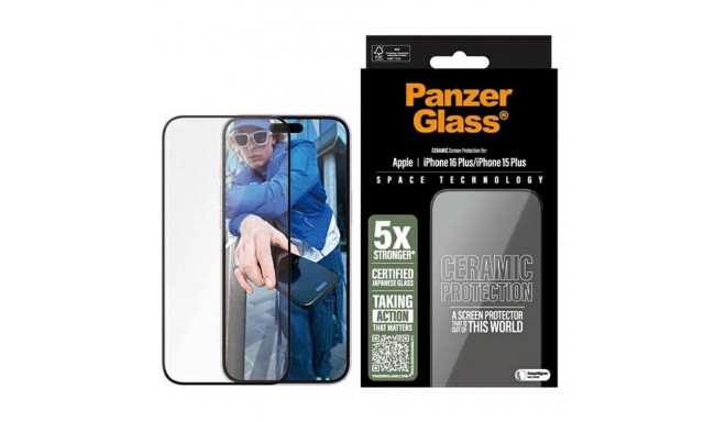 PanzerGlass Ceramic Screen Protector iPhone 16 Plus 6.7" Ultra-Wide Fit 2855