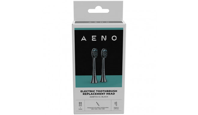 AENO Replacement toothbrush heads, Black, Dupont bristles, 2pcs in set (for ADB0004/ADB0006 and ADB0