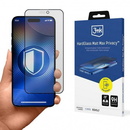 3MK HardGlass Matt Max Privacy iPhone 15Pro