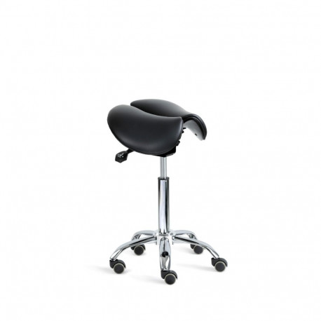 Sadultool SADDLE 3 kaheosalise istmega, regul. istme kalle, H590-790mm/ must kunstnahk, poleeritud m