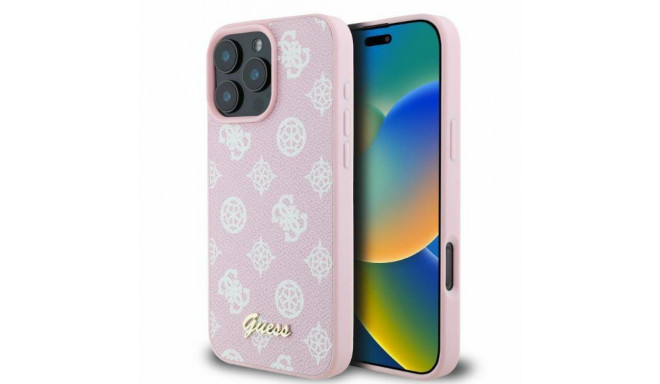 Guess case for iPhone 16 Pro Max 6,9" GUHMP16XPGPYSP pink hardcase Peony Script MagSafe